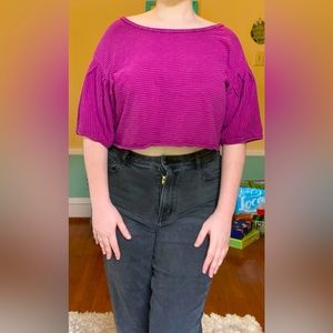 ~princess sleeve cropped striped shirt~